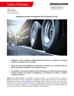 Bridgestone se fijó el objetivo medioambiental de aumentar su posición de material reciclado y renovable al 40% para 2030.