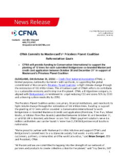 CFNA Commits to Mastercard’s® Priceless Planet Coalition Reforestation Goals  Press Release