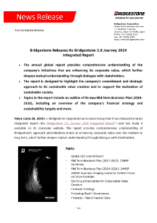 Bridgestone Releases its Bridgestone 3.0 Journey 2024 Integrated Report Press Release