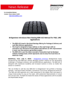 Bridgestone Introduces New Bandag BDR-AS3 Retread for P&D, LMD Applications Press Release