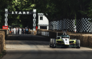 The Indy Autonomous Challenge driverless car attempts the hillclimb at the Goodwood Festival of Speed.